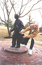 J.V. with Elvis statue